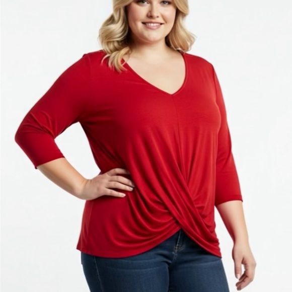Devoted Tops - Chic Red V-Neck Women's Blouse